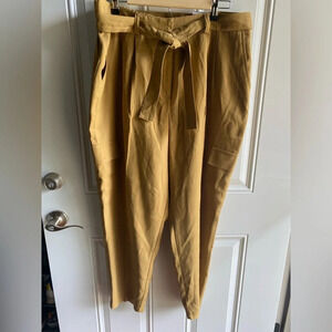 NWT NINE WEST XL SERGIO OLIVE GREEN TAPERED HIGH WAIST UTILITY BELT CROP PANTS